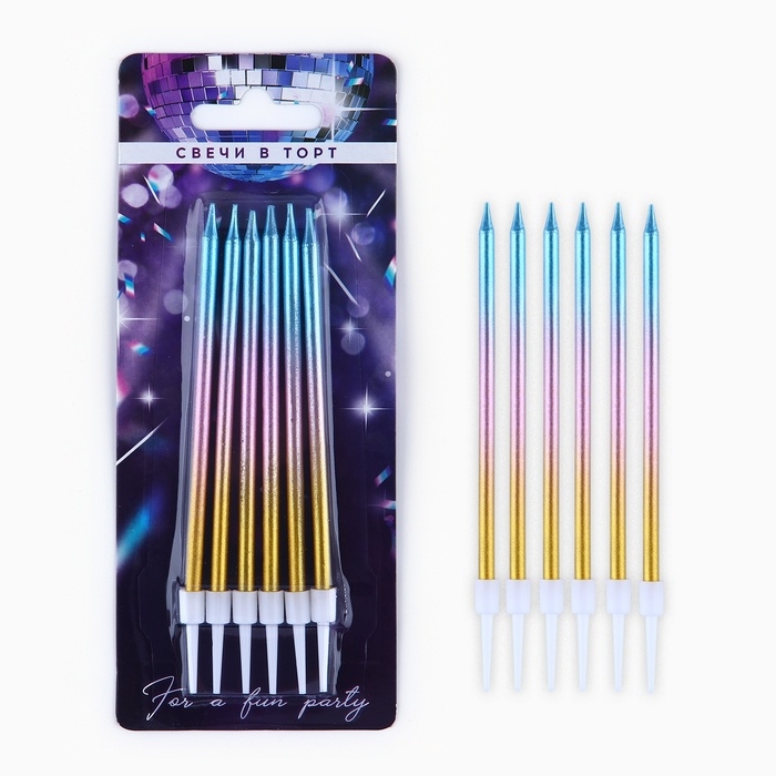 Свечи для торта &laquo;Make a wish&raquo;, 6 шт., 13 х 0,5 см