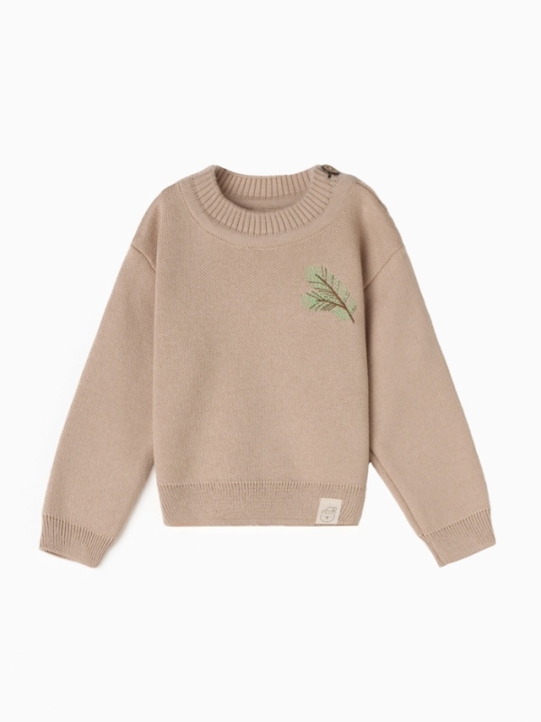 Джемпер вязаный новогодний Крошка Я "Еловые веточки" рост 80-86 см, цвет бежевый