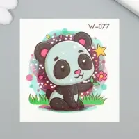 Переводная тату на тело цветная &laquo;Малыш панды с цветочком&raquo;, 6&times;6 см