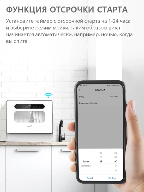 Компактная посудомоечная машина CDWC555Wi, Wi-Fi