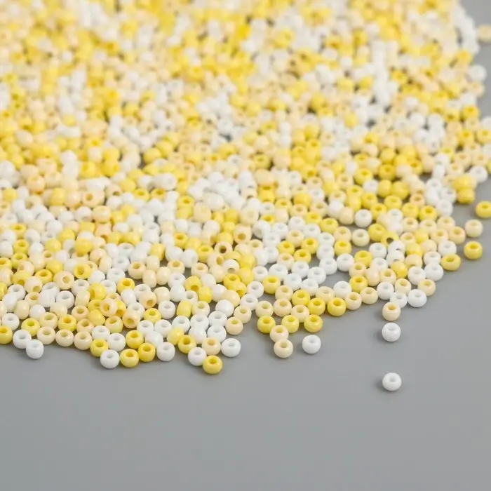 Бисер стекло 11/0 "Меланж жёлтый.  Глянец" 10 гр