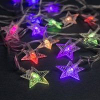 Гирлянда &laquo;Нить&raquo; 5 м с насадками &laquo;Звезда в крапинку&raquo;, IP20, прозрачная нить, 20 LED, свечение мульти (RG/RB), мигание, 220 В