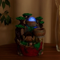 Фонтан "Бочки под деревом с мельницей на камнях" 25х15 см (с подсветкой)