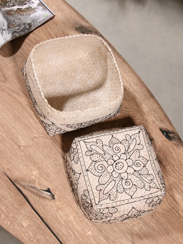 Корзинка плетеная "Бонтанг" бамбук 19х19х14 см, светлая