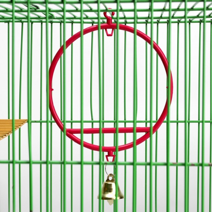 Качели для птиц круглые d 11,5 см, с колокольчиком, рубиновые