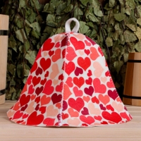 Шапка для бани "Сердечки" Шапка для бани "Сердечки"