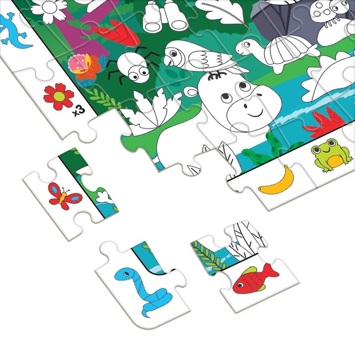 Пазл &laquo;Собери, найди, раскрась. Тайна джунглей&raquo;, 60 деталей