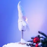 Фигура текстиль &laquo;Гном в белом&raquo; 55 см, 1 LED, от батареек AG13&times;3, свечение тёплое белое