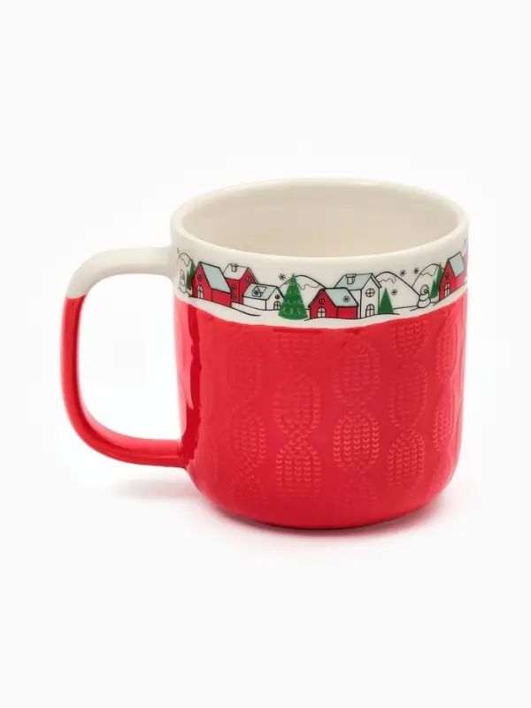 Кружка чайная керамическая &laquo;Новогодняя деревушка&raquo;, 350 мл, ручная работа