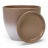 Горшок цветочный с поддоном 2,5 л, d18/h16 см капучино керамика, "Туман" (М)