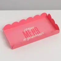 Коробка для печенья, кондитерская упаковка с пластиковой крышкой, &laquo;Съешь меня и улыбнись&raquo;, 10.5 х 21 х 3 см