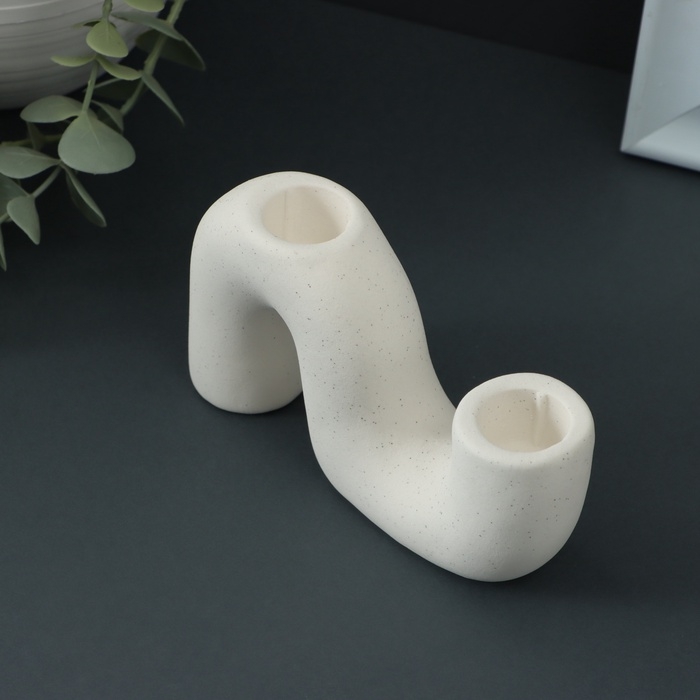 Подсвечник "Жасмин" белый, 13х3,5х7,5см