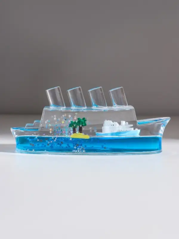 Корабль в жидкости, антистресс, подставка "Лайнер" 15 см