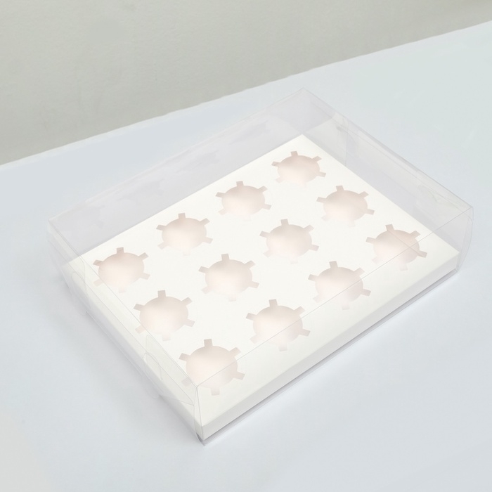 Коробка для 12 капкейков, белая, 34.7 &times; 26.3 &times; 10 см набор 1шт