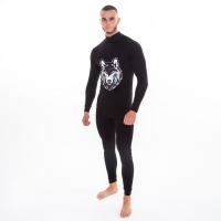 Термобельё мужское НАЧЁС (фуфайка, кальсоны) принт волк, цвет чёрный, размер 54