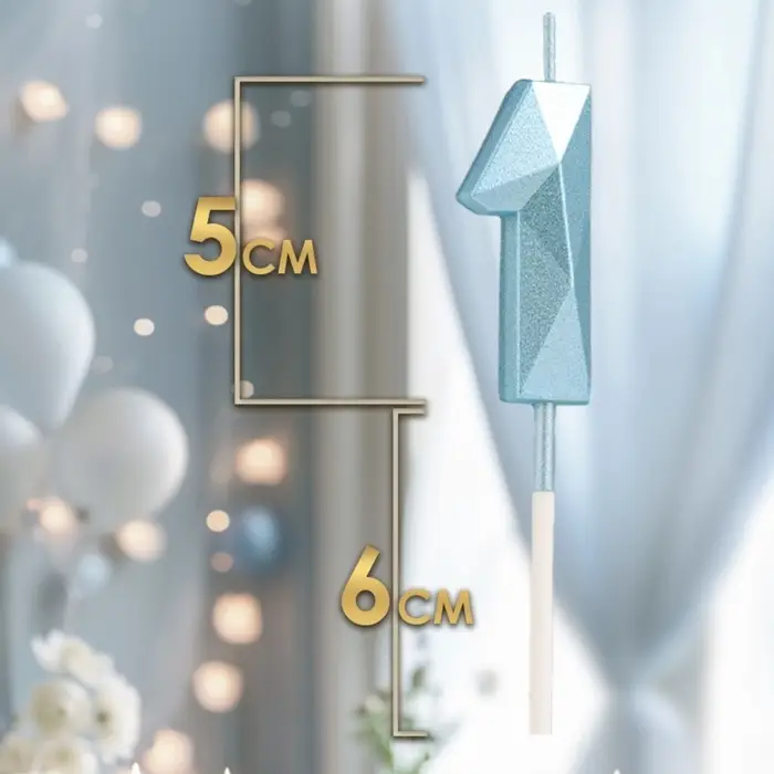 Свеча в торт на шпажке &laquo;Алмаз&raquo;, цифра 1, голубая, 5 см