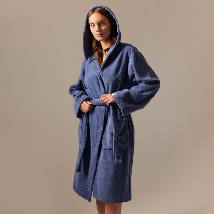 Халат махровый с капюшоном женский SL HOME: Basic "Ривьера", р-р L, 100% хл, 420 г/м2