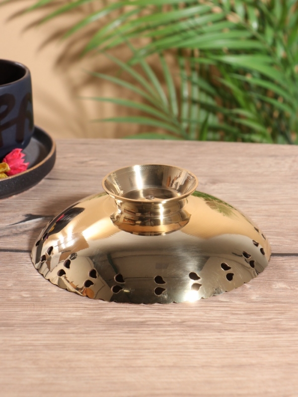 Чаша "Золотой павлин" латунь с перламутром 16,5х16,5х5 см