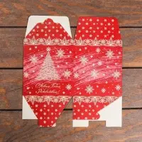 Коробка складная, подарочная новогодняя &laquo;С Новым годом и Рождеством&raquo; 12&times;12&times;12 см