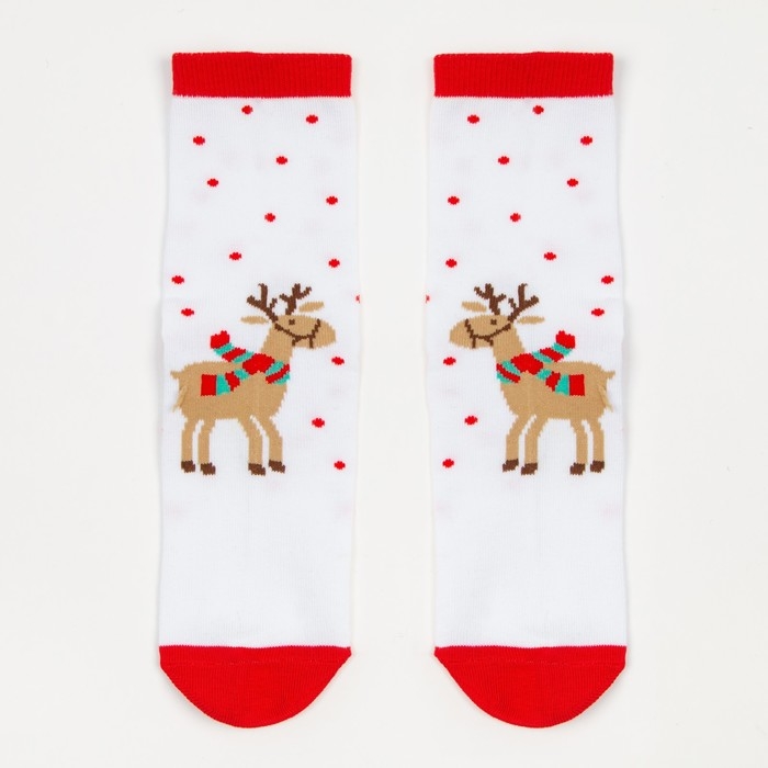 Носки женские &laquo;Новогодний олень&raquo;, цвет белый, размер 23-25