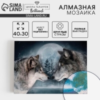 Алмазная мозаика с полным заполнением на холсте «Волки», 30 х 40 см Алмазная мозаика с полным заполнением на холсте «Волки», 30 х 40 см