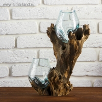 Вазон стекло на дереве "Двойное великолепие" 40х24х17 см