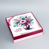 Коробка складная, крышка-дно, "Букет цветов", 30 х 30 х 8 см без окна Коробка складная, крышка-дно, "Букет цветов", 30 х 30 х 8 см без окна