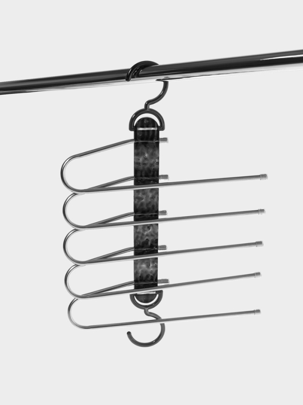Вешалка для брюк многоуровневая, трансформер, 30,5х32х7,5 см, 5 уровней, прозрачная черная   1078672