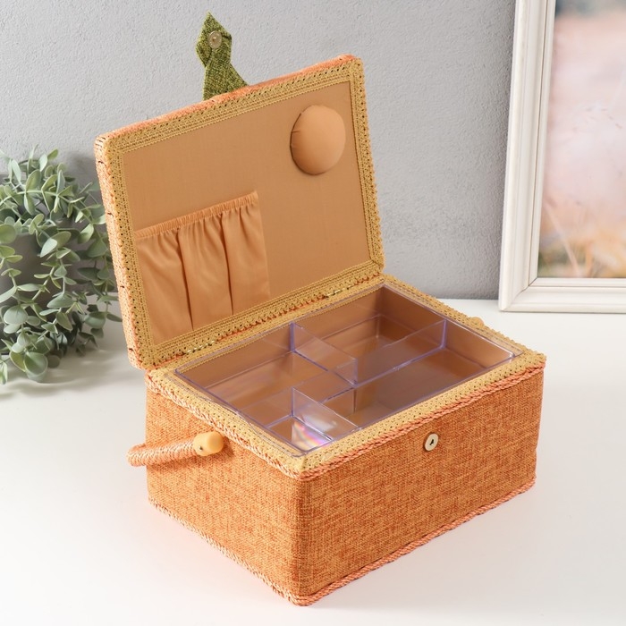 Шкатулка для рукоделия Шкатулка для рукоделия "Зелёно-оранжевая" 19х26х14,5 см