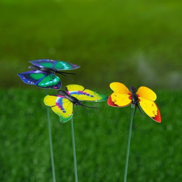 Штекер "Бабочка Шарлин" 3х4см/30см, набор 30шт, МИКС