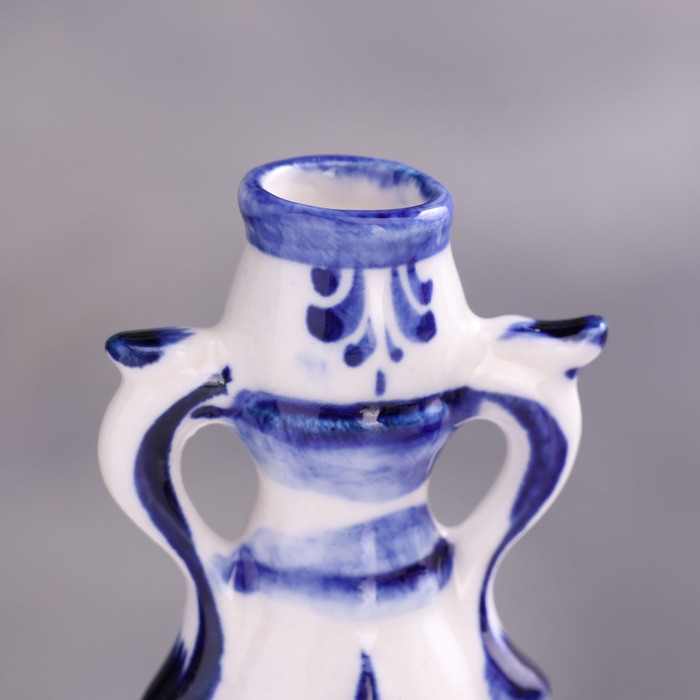 Подсвечник гжель «Надежда» бело-синий, керамика, Подсвечник гжель «Надежда» бело-синий, керамика,