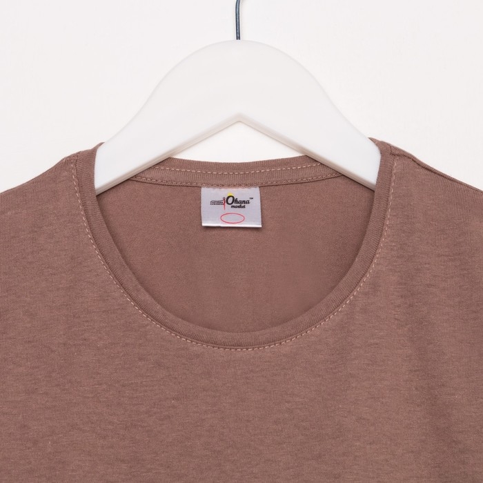 Футболка мужская с принтом, цвет светло-коричневый, размер 46