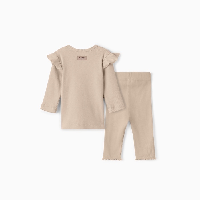 Комплект (лонгслив и брюки) для девочки MINAKU, цвет бежевый, рост 62-68 см Комплект (лонгслив и брюки) для девочки MINAKU, цвет бежевый, рост 62-68 см