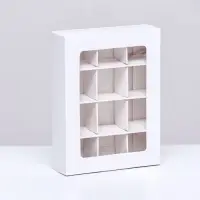 Коробка для 12 конфет, 11.5&times;8.7&times;2.5 см, Тонкие разделители, белый
