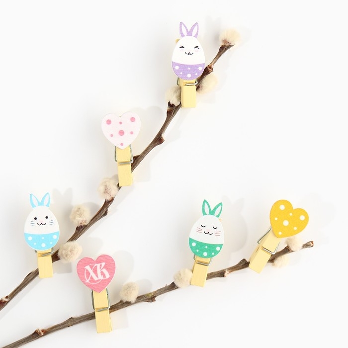 Набор прищепок для украшения вербы «ХВ» на пасху, 10 х 12 см. Набор прищепок для украшения вербы «ХВ» на пасху, 10 х 12 см.