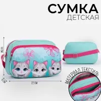 Сумка детская текстильная &laquo;Котята&raquo;, 2 кармана, 22&times;14&times;6 см