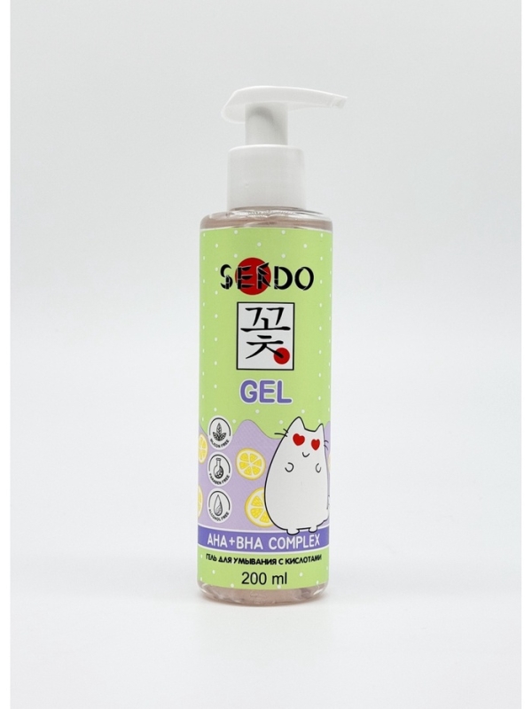 Гель для умывания SENDO с кислотами AHA+BHA complex cleansing gel, 200 мл