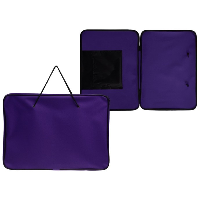 Папка для чертежей и рисунков А3, 470 х 340 х 20 мм с ручками, текстильная, внутренний карман Папка для чертежей и рисунков А3, 470 х 340 х 20 мм с ручками, текстильная, внутренний карман "Творчество" фиолетовая