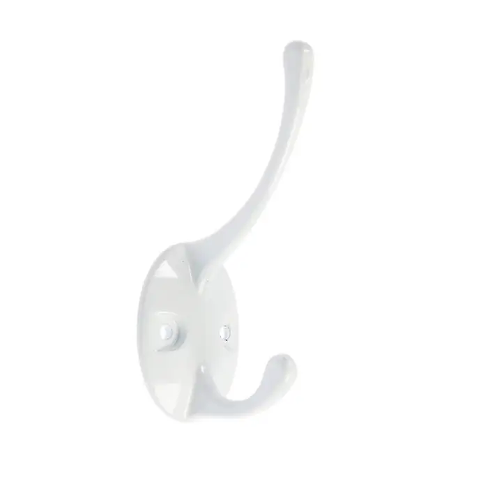 Крючок мебельный ТУНДРА TKd=002 LIGHT, двухрожковый, белый