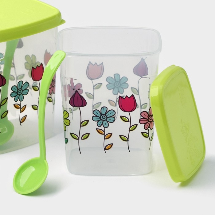 Набор банок для сыпучих Доляна &laquo;Клумба&raquo;, 250 мл, 3 шт, цвет МИКС