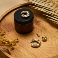 Набор серьги и каффы 4 шт &laquo;Мятые&raquo; переплетение, цвет золото