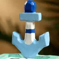 Календарь настольный &laquo;Якорь&raquo;, 7&times;4&times;10 см, дерево, бирюзово-голубой