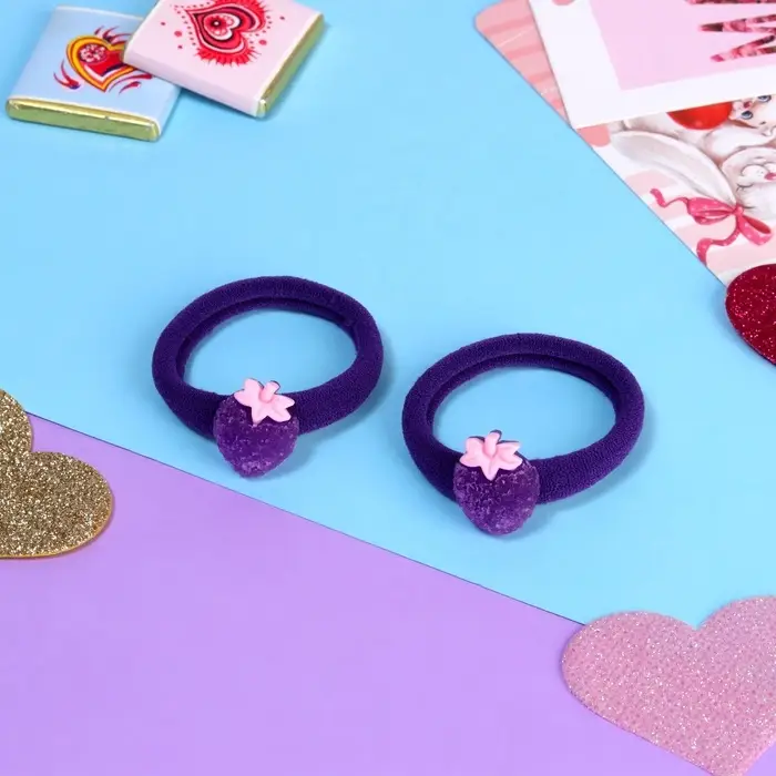 Резинки для волос &laquo;Маленькая радость&raquo;, набор 2 шт., клубничка, 3.5 см, фиолетовые