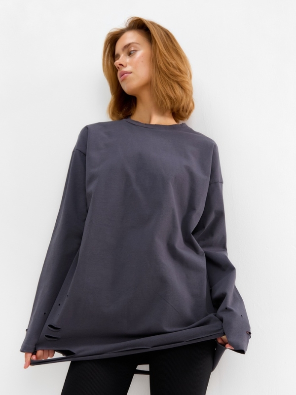 Лонгслив женский MINAKU: One Most Brand, цвет графит, ONESIZE