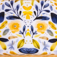 Блюдо прямоугольное "Желтые и синие цветы" дерево манго 41х15 см