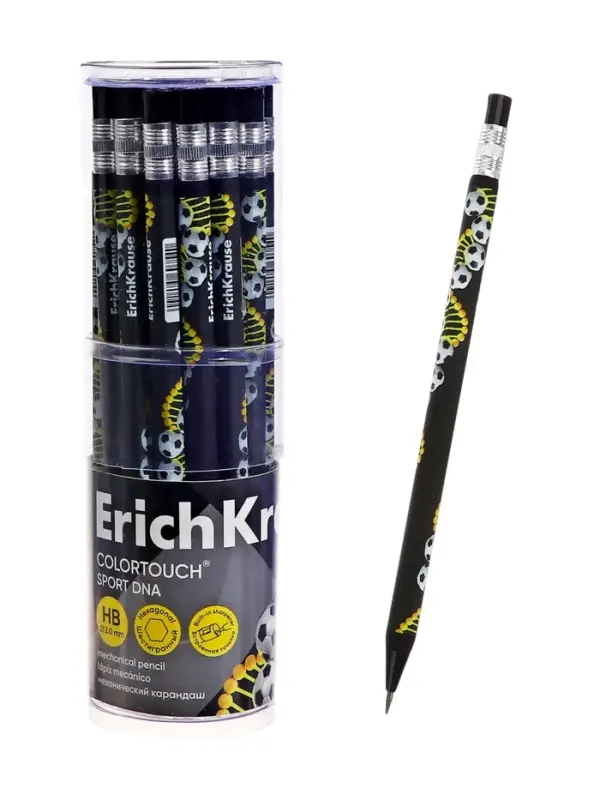 Карандаш механический 2,0 мм ErichKrause ColorTouch Sport DNA, НВ, с точилкой, в тубусе
