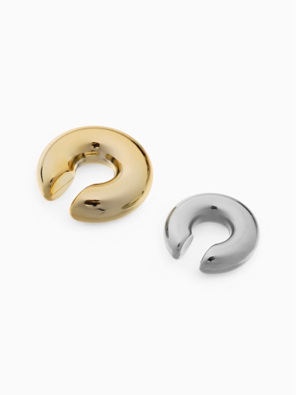 Серьги &laquo;Каффы&raquo; набор 2 шт, бублики, цвет серебро с золотом