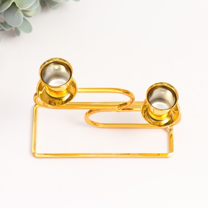 Подсвечник металл на 2 свечи Подсвечник металл на 2 свечи "Овалы" d=2,3 см золото 6х15х11 см