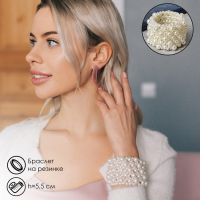 Браслет жемчуг &laquo;Зима&raquo; сплошной узор, цвет молочный, d=5 см