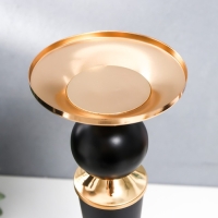 Подсвечник металл на 1 свечу "Давид" чёрный с золотом 33,3х11,5х11,5 см